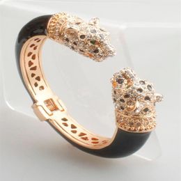 Bangle GrayBirds High Quality Crystal Enamel Epoxy Animal Bangles Panther Leopard Bracelets Cuff For Women Jewellery GB11881186g