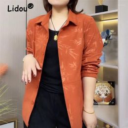 Women's Jackets Middle Aged Women Clothing 2023 Autumn Stylish Print Vintage Single Breasted Shirt Jacket Ladies Casual Loose Long Sleeve