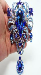 WholeRetro Classic 504quot Flower Pendant Brooch Pin Blue Rhinestone Crystal1491021