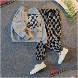 Clothing Sets Boys Clothes Spring Autumn Children Casual Cotton Pover Coat Pants 2Pcs Tracksuits For Baby Kids Sports Suits Toddler Otmxk