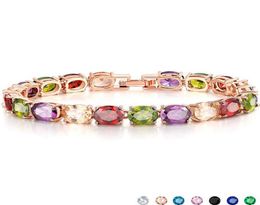 Top Sell Luxury Jewellery Sweet Cute High Quality 925 Sterling Silver Platinum Multi Colour Gemstones CZ Diamond Women Wedding Bracel1089719