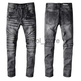 Men's Pants Top Quality Mens Black Distressed Slim Streetwear Korean Damaged Skinny Pants High Stretch Destroyed Patches Ripped Denim Jeans J231208