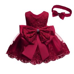 Girls Dresses Elegant Baby For Toddler Girl Wedding Evening Party Sweet Dress Kids Ball Gown Birthday Xmas Bow Red 231211