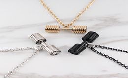 Chains Round Dumbbell Pendant Necklace Bodybuilding Gym Fitness Barbell For Men Women Sport Boho Jewellery Link Chain Fashion8418627