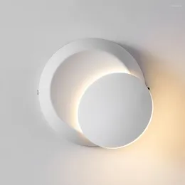 Wall Lamp Modern Round Sconce Light 360° Rotation Bedside Lighting Aisle Corridor Living Room Foyer Study Reading Decor Lamps