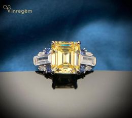 Cluster Rings Vinregem 100 925 Sterling Silver Emerald Cut Citrine Created Moissanite Gemstone Wedding Party Luxury Women Fine Je5526706