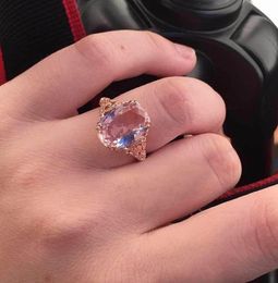 Wedding Rings BUY Rose Gold Colour Big Crystal CZ Stone Ring For Women Unique Design Female Engagement Jewellery Gift Dropship6577501