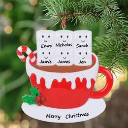 Whole Cocoa Cup with Marshmallows Family Of 6 Personalized Christmas Ornament Used For Holiday Keepsake Home Decoration247q