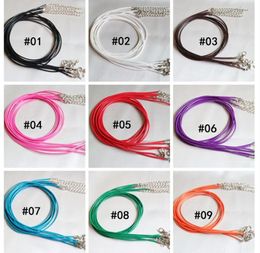 10 Colour Wax Leather Beading Necklace Cord String Rope Extender Chain Lobster Clasp Fashion DIY Jewellery Findings in Bulk 45cm+5cm9785541