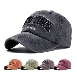 2021 Sand Washed 100 Cotton Baseball Caps Hat for Men Women Vintage Dad Hat NEW YORK Embroidery Letter Outdoor Sports Caps6739675