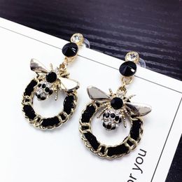 Bee Pearls Long Brand Designer Luxury Jewelry Pendientes Statement Earrings For Women Mujer Brincos301N