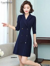 Work Dresses Office Lady One-piece Dress Suits Women Business Uniform Summer Autumn Formal Blazer Set Double Breasted Clothes Female XXL