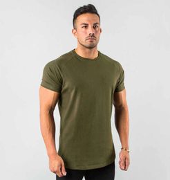 Men's T-Shirts New Stylish Plain Tops Fitness Mens T Short Sleeve Muscle Joggers Bodybuilding fallow Tshirt Male Gym Clothes Slim Fit Tee U130
