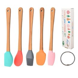 Baking & Pastry Tools Mini Silicone Spatula Scraper Basting Brush Spoon for Cooking Mixing Nonstick Cookware Kitchen Utensils BPA 212P