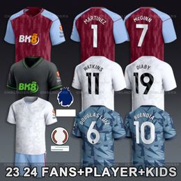 2023 24 Soccer EMILIANO MARTINEZ OLLIE WATKINS McGINN AsTOn VilLaS Football Shirts DIABY WATKINS DOUGLAS LUIZ BUENDIA Maillot Men Kids Kit Uniform