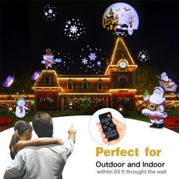 Christmas Laser Projector Animation Effect IP65 Indoor Outdoor Halloween Projector 12 Patterns Snowflake Snowman Stage Light # Y20308i