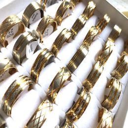 lots 50pcs Silver Gold Band 8mm MIX Stainless Steel Wedding Ring Quality Men Women Finger Ring Whole Jewelry299j