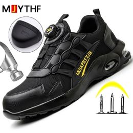 Safety shoes Men's swivel buckle Safety shoes Steel head work sneakers Endurance shoes piercing work boots Air cushion men's boots 231207