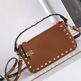 Cowhide Crossbody Bag Designer Handbag Zipper Clutch Bags Fashion Shoulder Bag Metal Hardware Hook Buckle Closure Genuine Leather Cell Phone Pocket Purse