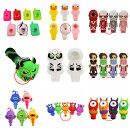 Latest Colourful Lovely Silicone Hand Pipes Glass Philtre Nine Holes Screen Bowl Portable Herb Tobacco Cigarette Holder Smoking Pocket Handpipes