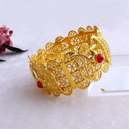 70mm African Copper Wide Bangle Big Bracelet Real Fine Gold GF HIP Women Ethiopia Red CZ Dubai Brand Jewelry Accessories3025