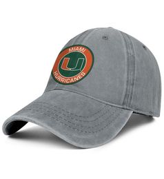 Stylish Miami Hurricanes Round Logo Unisex Denim Baseball Cap Cool Uniquel Hats football logo Football Green USA flag Core Smoke M6474365