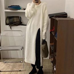 Casual Dresses For Women 2023 Side Split Knit Pullovers Knitted Woollen Clothing Winter Womens Party Woman Official Dress