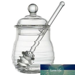 Transparent glass honey jar with lid Honey Jar with Dipper Clear 9 Ounces Factory expert design Quality Latest Style Origi164z