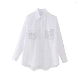 Women's Blouses Shirt Women Zar Long Sleeve Top Casual Loose With Button Blusas Mujer Fall 2023 Fashion Clothing White Shirts