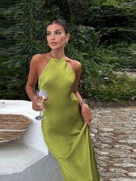 Basic Casual Dresses Luxury Elegant Women Silk Prom Dress Off shoulder Halter Slim Package Hips Backless Ball Gown Party Traf 2023 Femme 231208