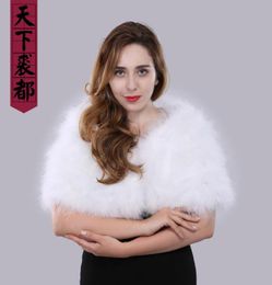 Scarves Wedding White Shawl Women Genuine Ostrich Leather Fur Wraps Female Luxury Elegant Turkey Cape Customized8953918