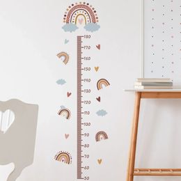 Wall Stickers Pink Rainbow Growth Chart for Kids Measure Height Children Ruler Nursery Room Decor Art Girl 231211