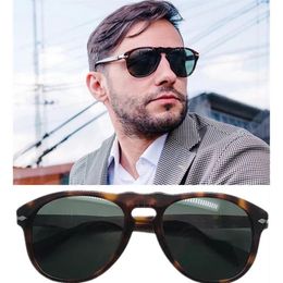 Luxury P Unisex UnFolding Pilot sunglasses for men UV400 55 plank HD green lenses driving goggles elastic nose bridge design comfo231x