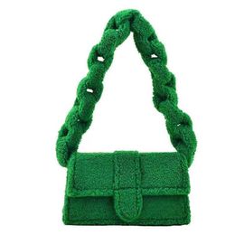 Makeup bag imitation lamb hair fall winter solid Colour one shoulder portable small square bag designer handbag264c