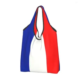 Shopping Bags French Flag France Groceries Tote Bag Women Fashion Shoulder Shopper Big Capacity Handbag