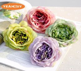 10colors10CM Silk Peony Flower Head oil painting retro Artificial Flowers DIY Wedding Party Wall Arch Decoration Supplies9389315