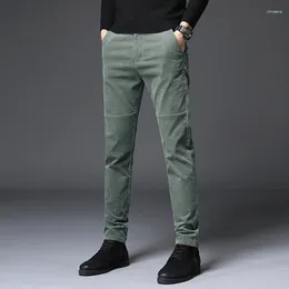 Men's Pants Mens Corduroy Korean Fashion Autumn Loose Fitting Straight Trousers Elastic Stripe Slimming Trend Versatile Men Clothing