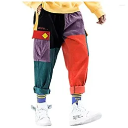 Men's Pants 2023 Mens Womens Color Patchwork Cargo Hip Hop Joggers Streetwear Fashion Clothings Multi Craft Jeans With Corduroy