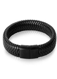 Classic Fashion Braided Leather Bracelet High Quality Metal Punk Simple Men039s Thick Gift Bangle4282586