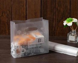 50pcs Snowflake Plastic Gift Bag Cloth Storage Shopping with Handle Clear Plastic Candy Cake Wrapping3026246