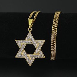 Pendant Necklaces Religious Menorah And Star Of David Jewish Necklace Stainless Steel 3 5mmcuban Chain Hip Hop Bling Jewlery For M225T