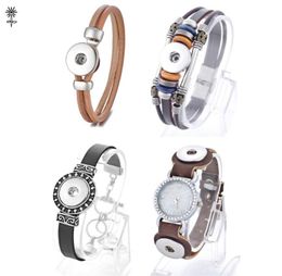 Whole 10pcslot Ginger Snap Jewelry Diy Interchangeable Leather Crystal Fashion Bracelet for Female 18mm Button Jewelry2927029