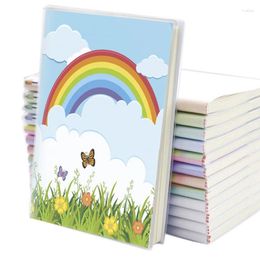 Colourful Belt Rainbow Writing Notebook Plant Flowers Chrysanthemum Strawberry Cover Sun Blue Sky Cloud Space Notepad Rosalind