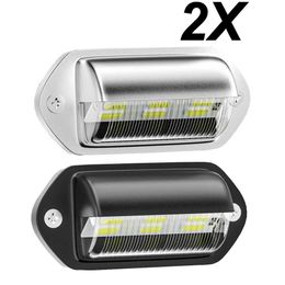 2x 6LED License Plate Lights Universal Car Truck RV Trailer Van Taillight Waterproof Rear Lamps Tools Accessories Silver