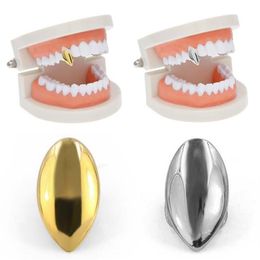 Hip Hop 14K Gold Plated Single Teeth Grills Custom Fangs Tooth Caps Vampire Fang for Halloween Party Jewelry Gift298y