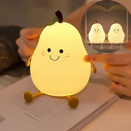 Decorative figurinesLED Pear Shape Touch Lamp Rechargeable Silicone Night Light Colorful Dimming Bedside Table Light for Kid Gift Bedroom Decoration 231207