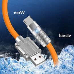 120W 6A Fast Charging Cable Tyepe C Zinc Alloy Interface Phone Charge Cord for Huawei Xiaomi Oppo Vivo Charge Wire Durable Material Fast Data Line