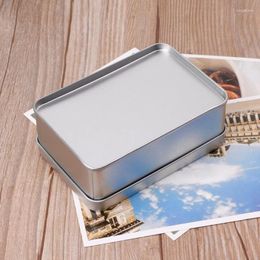 Storage Bottles Tinplate Box Metal Silver Rectangle Sealing Empty For Case