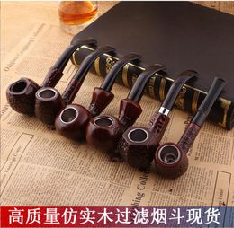 Smoking pipes Hot selling old-fashioned imitation solid wood Philtre pipe portable resin patterned pipe