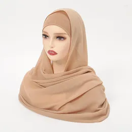 Ethnic Clothing Instant Hijabs Chiffon Hijab Long Scarf With Tie Jersey Caps Bonnet Muslim Women Ready To Wear Shawl Islamic Sets